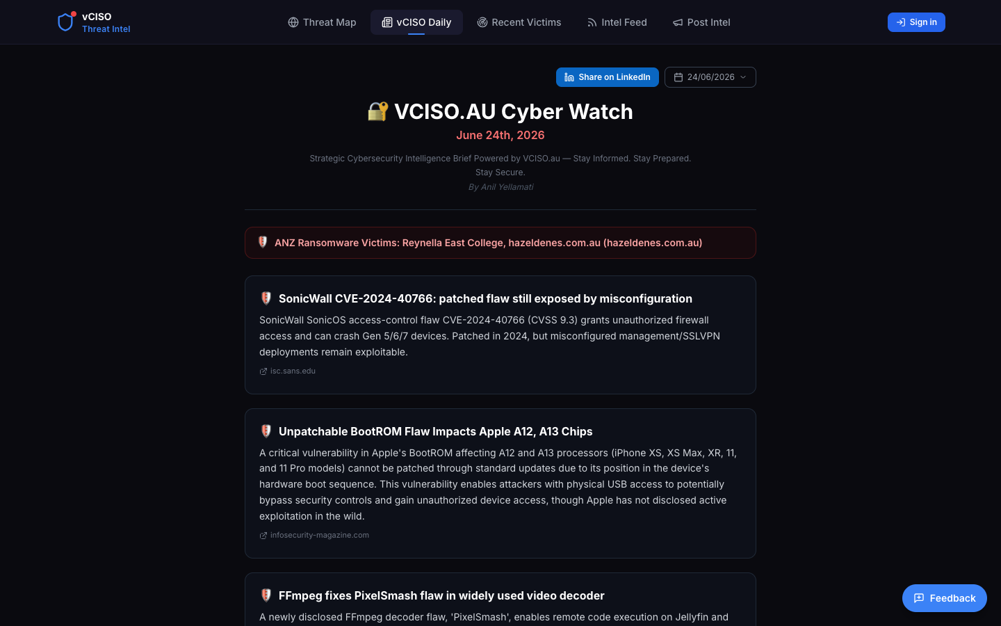 vCISO Daily brief